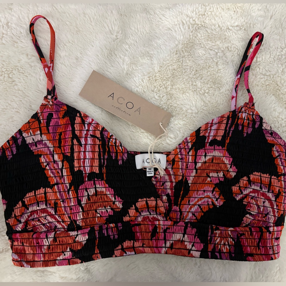 ACOA Pink and Black Floral Top